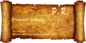 Psenkó Rómeó névjegykártya