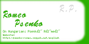 romeo psenko business card